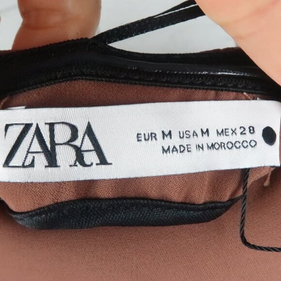 ZARA BROWN STRAPLESS BODYCON MIDI DRESS SIZE MEDIUM NWT - Picture 4 of 11